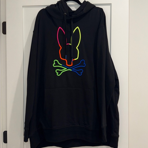 PSYCHO BUNNY - MENS LEO BUNNY HOODIE - BLACK - Picture 3 of 10